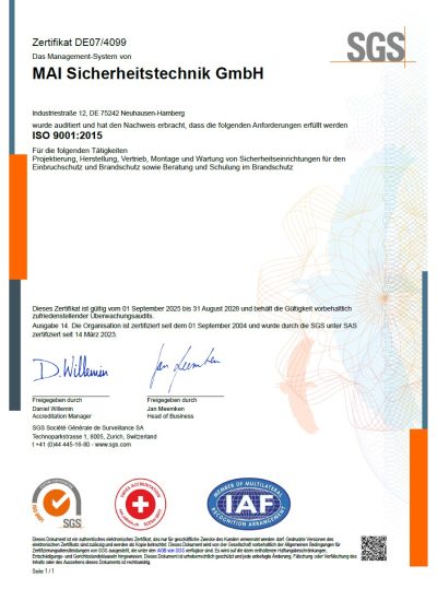 QM Zertifikat DIN EN ISO 9001:2015