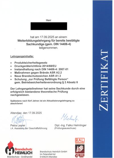 Sachkunde Feuerlöscher